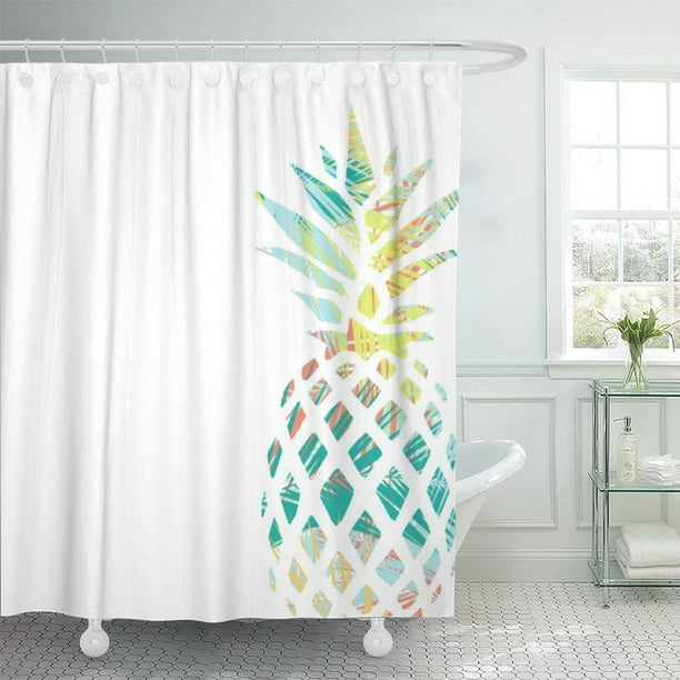INTERESTPRINT Vintage Tropical Home Bath Decor Flamingo Pineapple Polyester Fabric Shower Curtain Bathroom Sets 69 X 72 Inches 